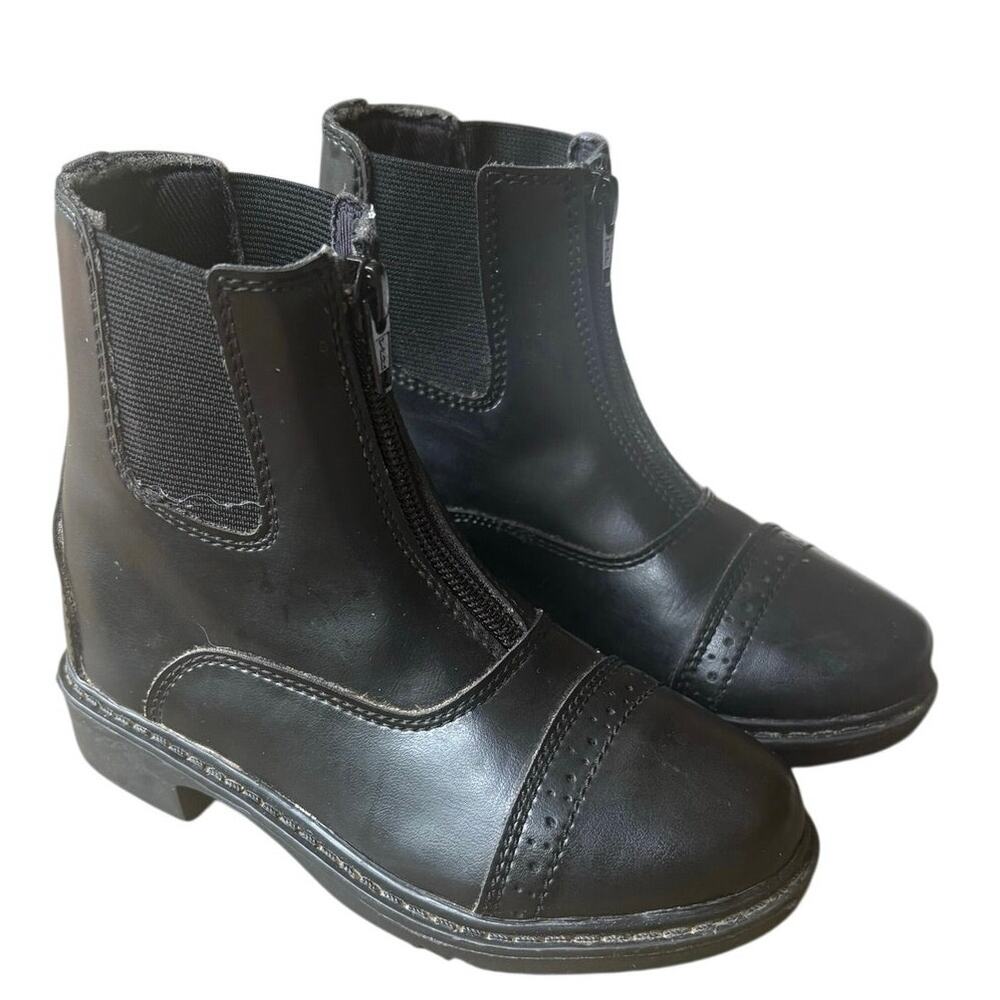 TuffRider Children’s Front Zip Paddock Boots - Black Size 12